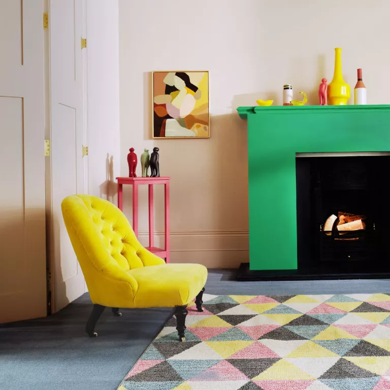 Color Blocking Living Room Fireplace Ideas