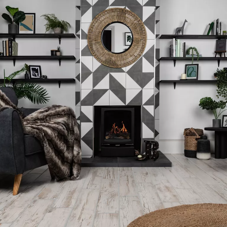 Geometric Living Room Fireplace Ideas